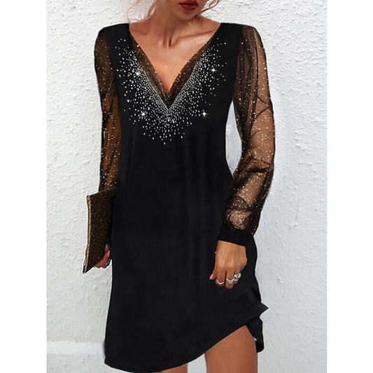 Women's Mini Dress Black Dress Sequin Dress Casual Dress