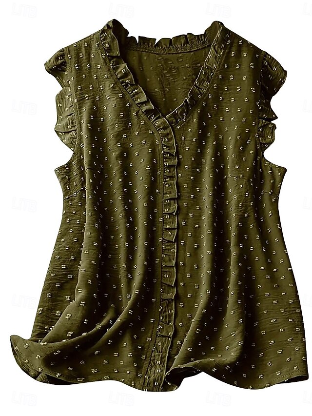 Women's Blouse Camisole Tank Top Ruffle Patchwork Solid