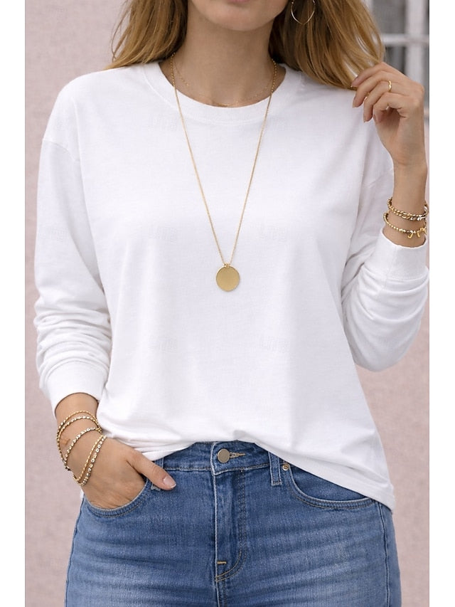 Women's Oversized 100% Cotton Knit Tee Solid Color Stylish
