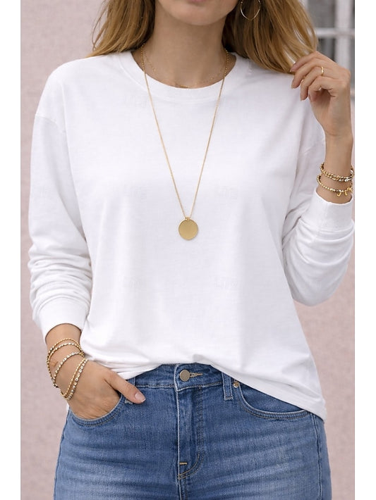 Women's Oversized 100% Cotton Knit Tee Solid Color Stylish