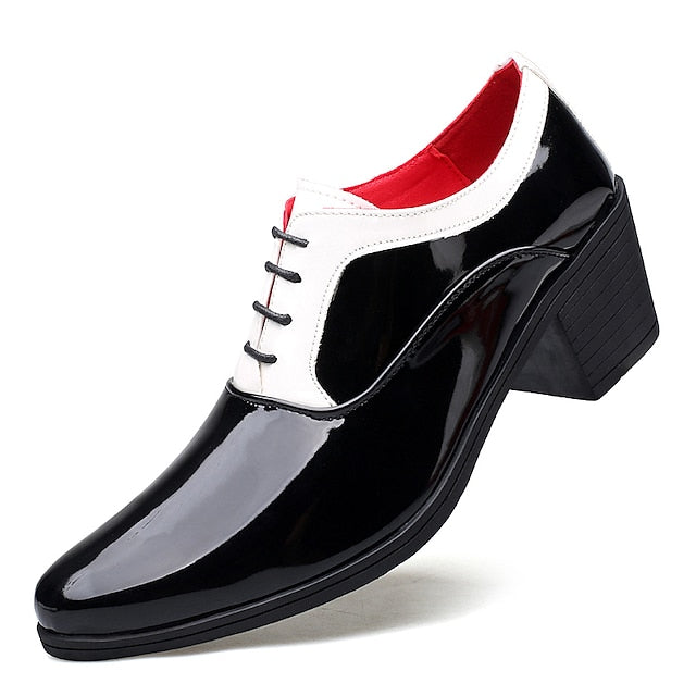 White Leather and – Faux Shoes Patent Men's Oxford Red