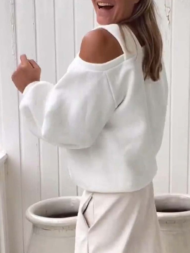 Women's Sweatshirt Casual Plain Street Dailywear V Neck