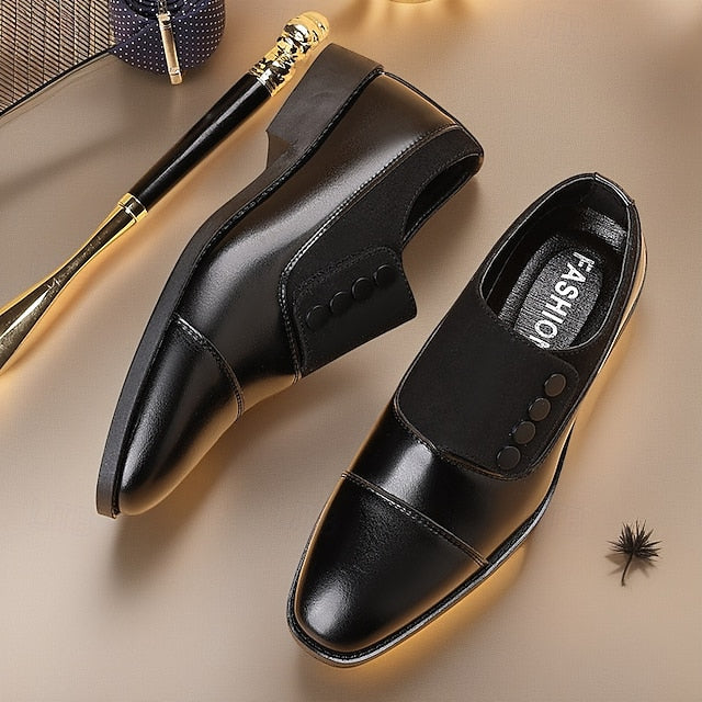 Button Men's Shoes Classic Decor Slip-On Black