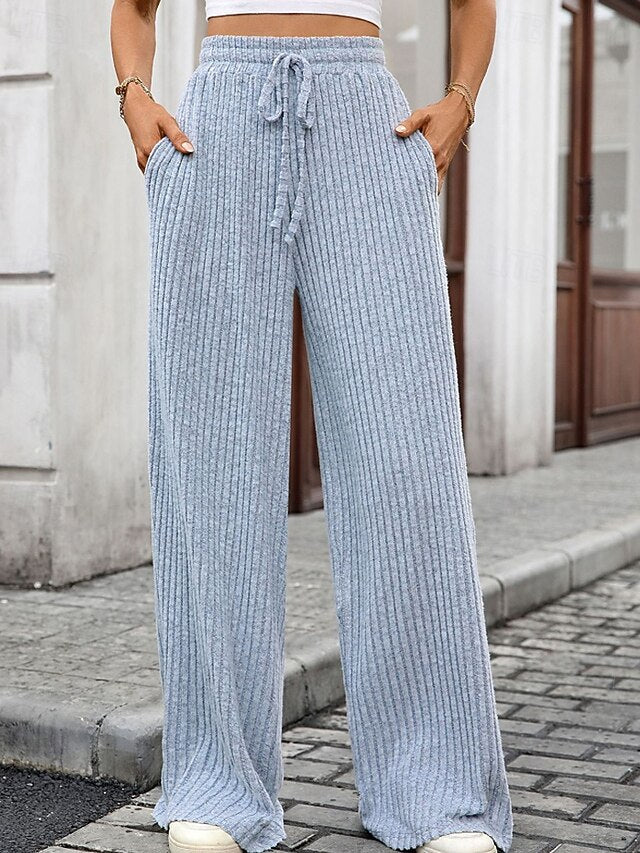 Women's Wide Leg Corduroy Pants Slacks Streetwear Casual