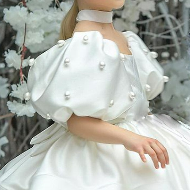 Dress Girl Kids Color Girls' Solid Flower