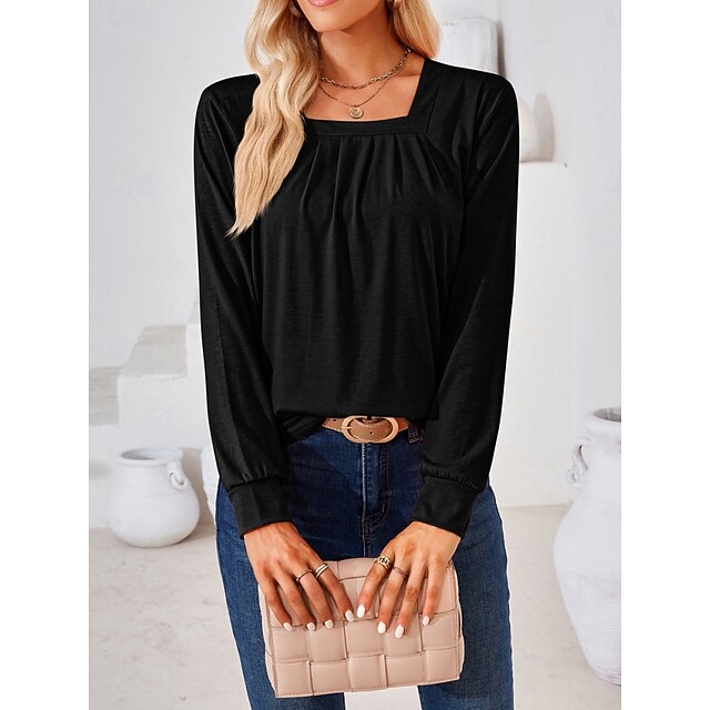 Women's Blouse Ruched Solid Color Daily Stylish Casual Long