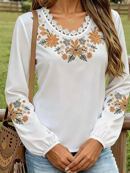 Women's Boho Shirt Summer Tops Blouse Ruched Patchwork