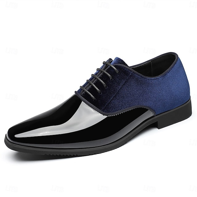 Shoes White Blue Finish Glossy Velvet with and Men's