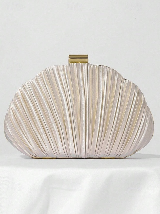 Pleated Women's Satin Shell Evening Purse Clutch