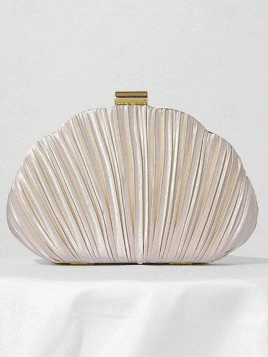 Pleated Women's Satin Shell Evening Purse Clutch