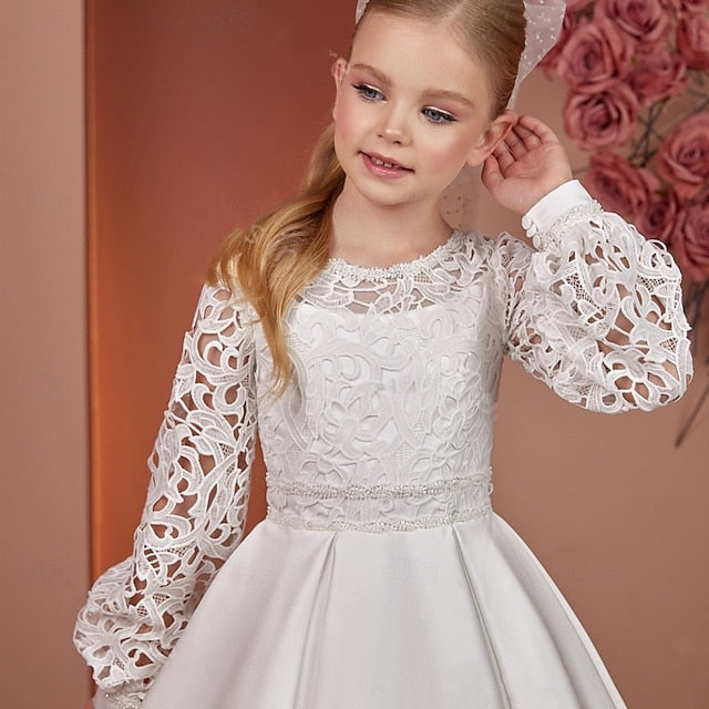 Dress Flower Girl Kids First Girls' Solid Communion