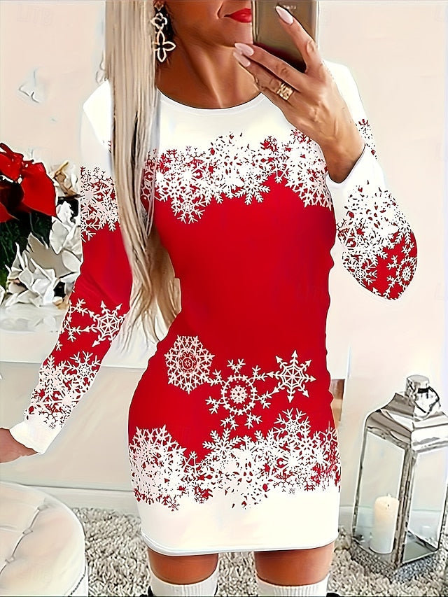 Christmas Women's Mini Dress T Shirt Dress Tee Dress Shift