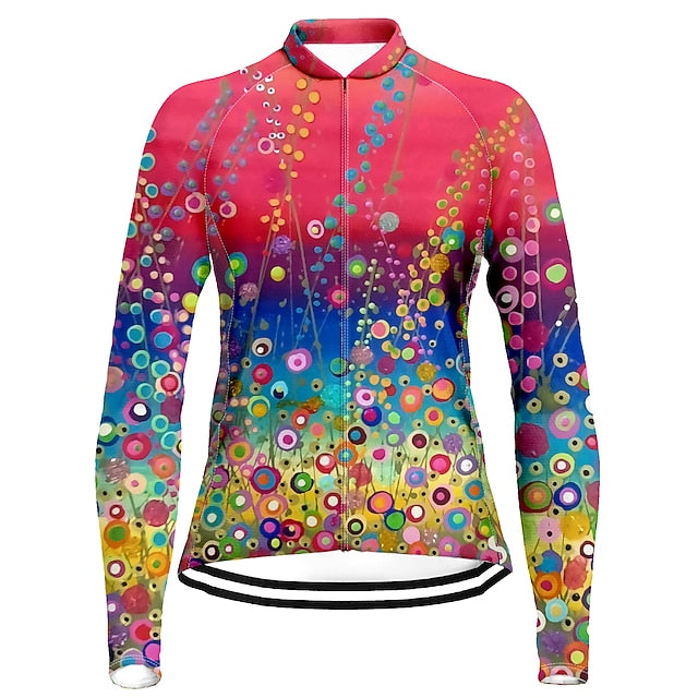 Women's Cycling Jersey Floral Botanical Long Sleeve Bike