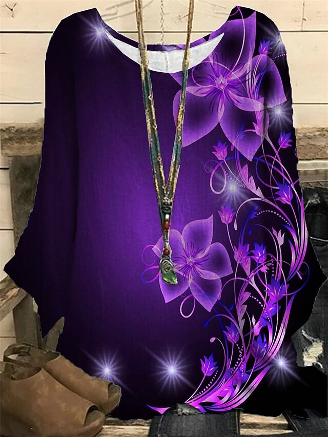 Women's Plus Size Blouse Casual Butterfly Print Regular