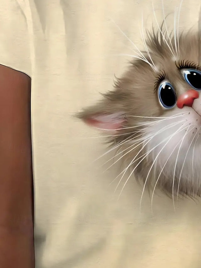 Women's T Shirt Summer Tops Print Graphic Cat Classic