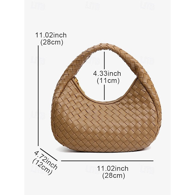 Leather Elegant Woven Chic Bag Women's Hobo – Round Ivory
