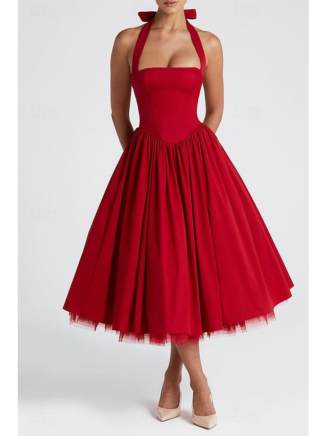 Women's Midi Dress White Dress Graduation Dress Fashion