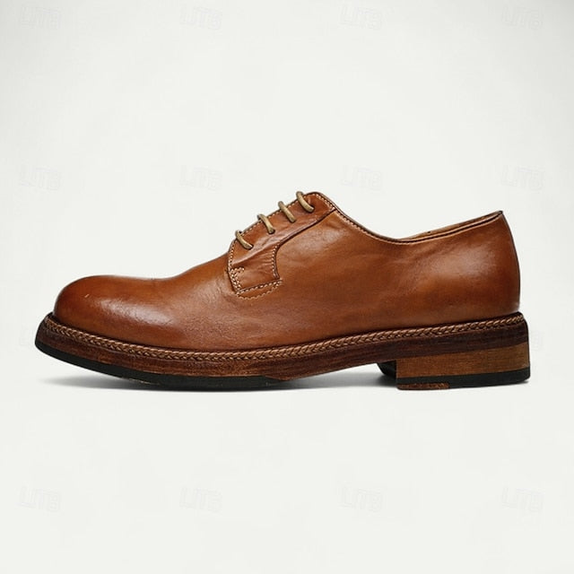 Clean Goodyear Derby with Shoes Leather and Welt Men's Tan