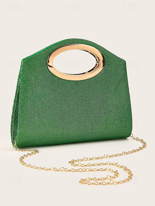 Evening Clutch Handle Bag with Gold Women's Glitter