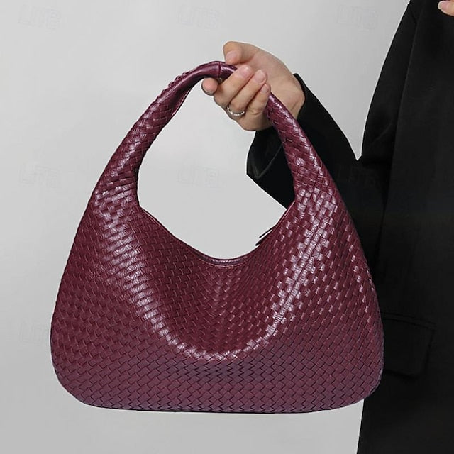 Hobo Leather Burgundy Women's Bag – Woven Faux Chic