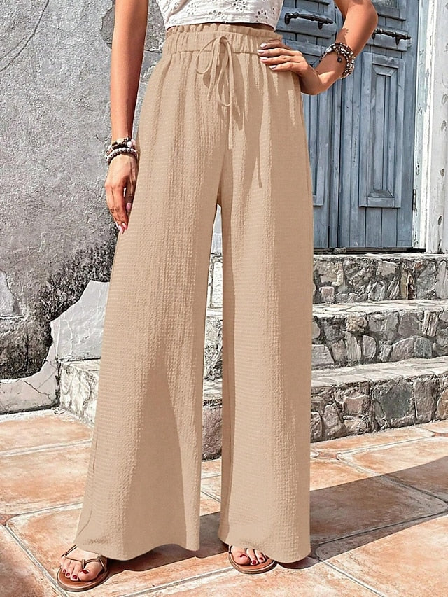 Women's Trousers Baggy Pants Casual Pants Waffle Pants