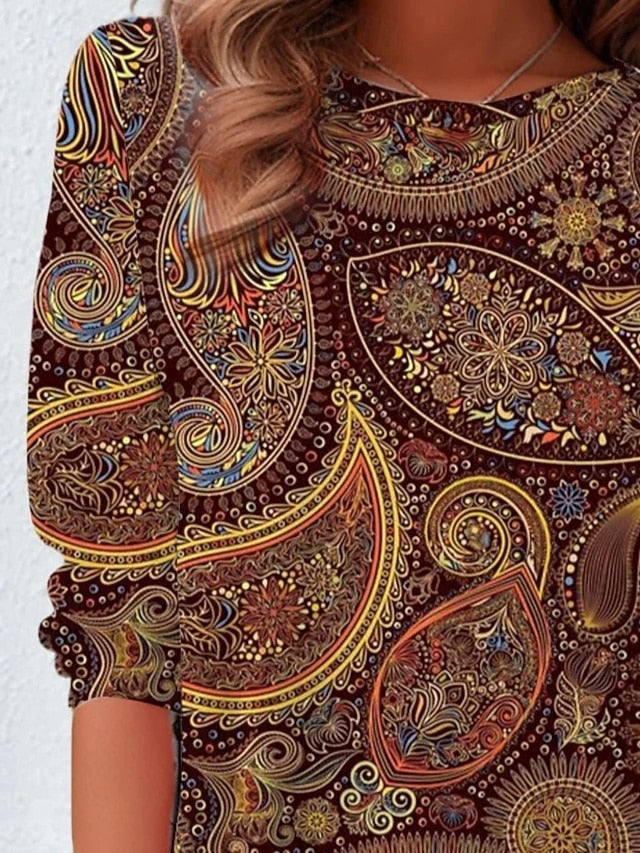 Women's T Shirt Print Graphic Fashion Casual Long Sleeve