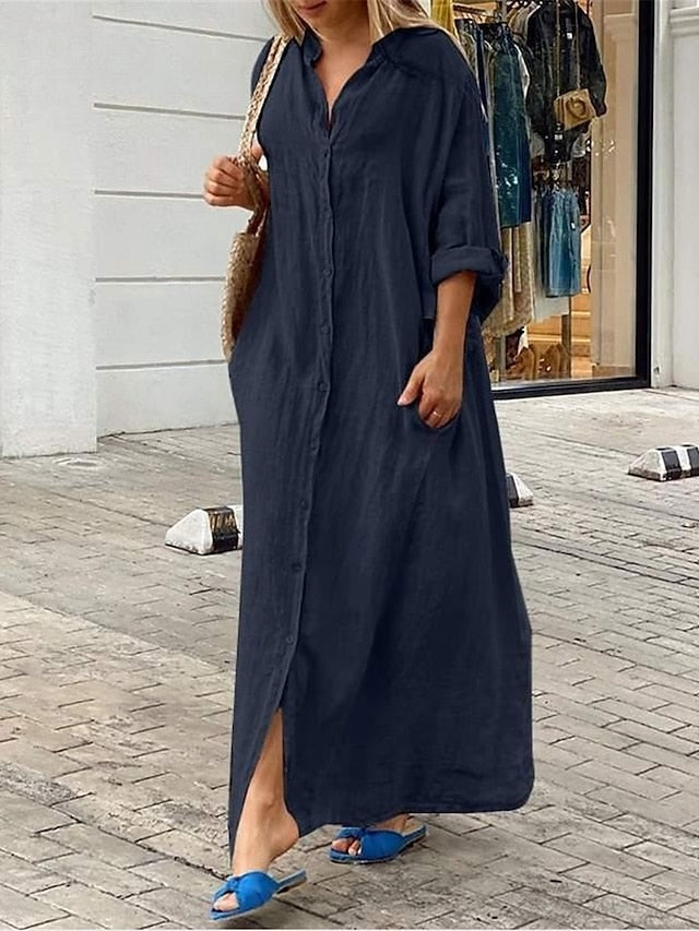 Women's Long Dress Maxi Dress Maxi Dress Faux Cotton Linen