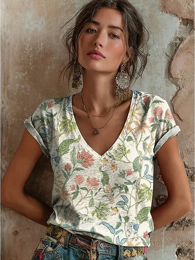 Women's T Shirt Floral Graphic Vintage Stylish Classic