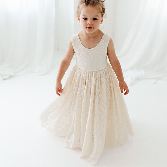 Girls' Dress Sleeveless Kids Wedding Colored Solid Party