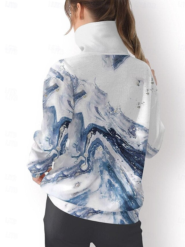 Women's Golf Pullover Sweatshirt Blue Long Sleeve Top