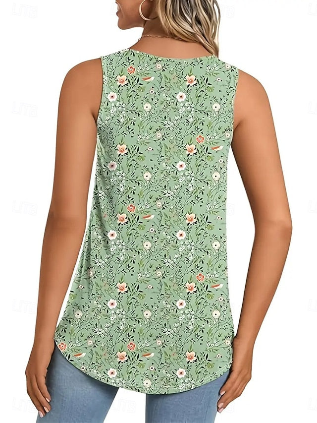Women's Blouse Ruched Print Floral Active Casual Sleeveless