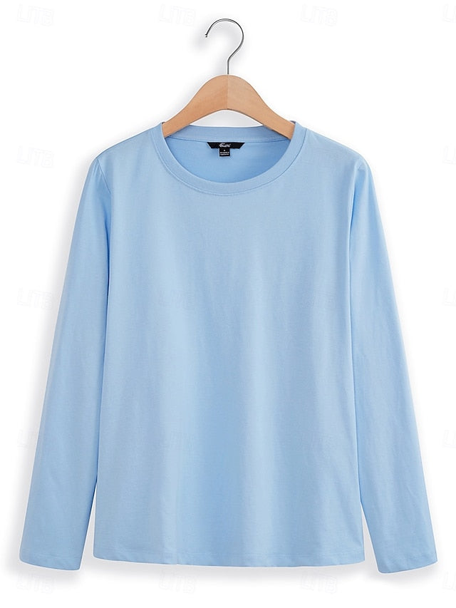 Women's 100% Cotton T shirt Solid Color Tee Daily Weekend