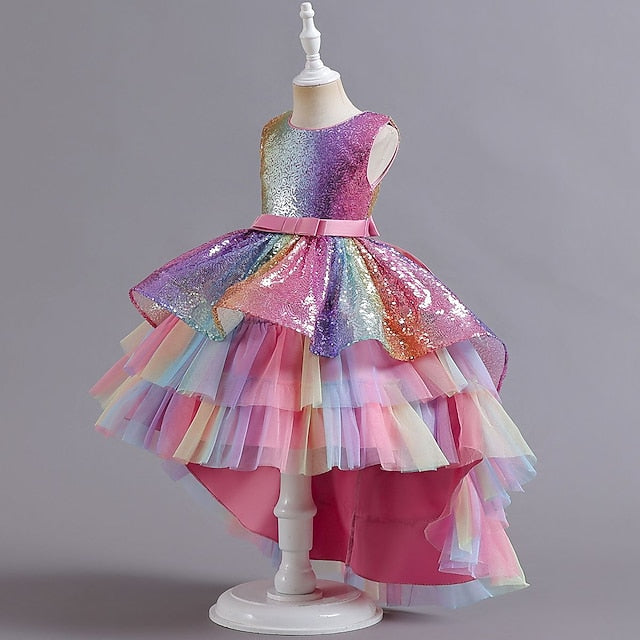 Sleeveless Dress Sequin Kids Wedding Party colour Girls'
