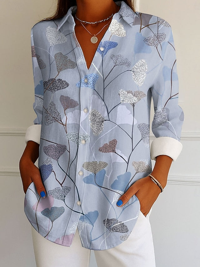 Women's Shirt Linen Like Breathable Lightweight Button Down