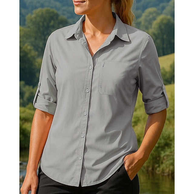 Women's Casual Shirt Hiking top Long Sleeve Turndown Top
