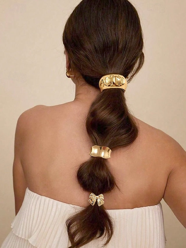 Women's Scrunchies Elastic Hair Gold Tone with - Band