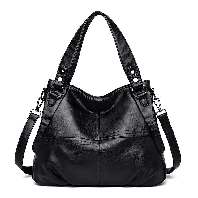 Sac bandoulière en similicuir bordeaux pour femme, grand format