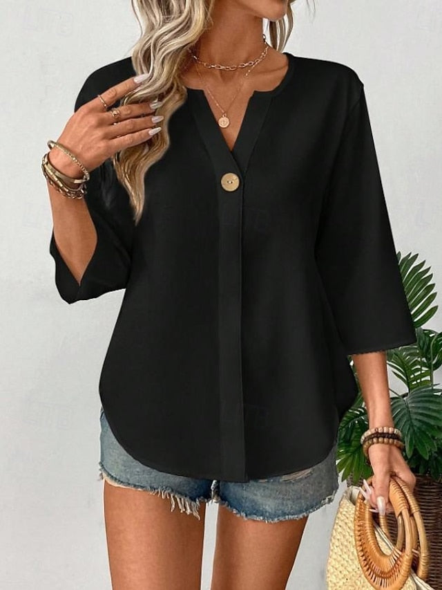 Women's Summer Shirt Casual Shirt Blouse Buttons Pullover