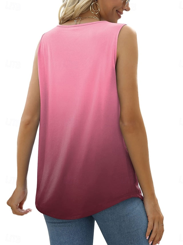 Women's Camisole Tank Top Ruched Print Ombre Graphic Color