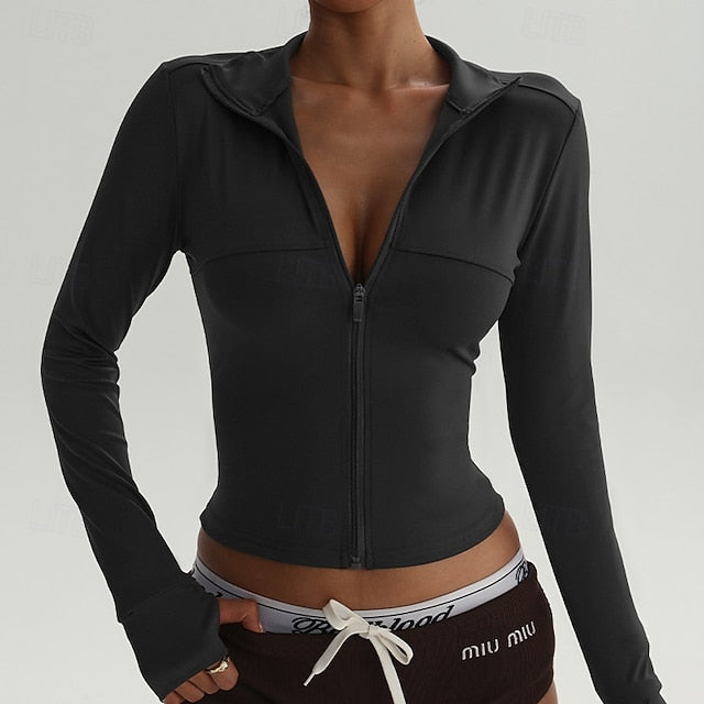 Women's Zip Up Jacket Yoga Jacket Stand Collar Lightweight