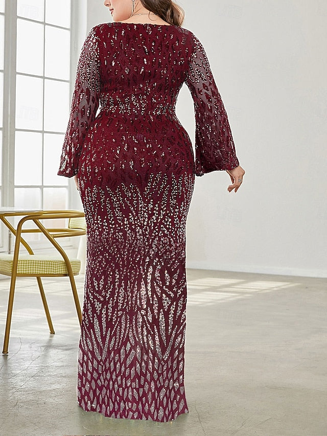 Curve Plus Party Elegant the of Size Dress V Mother Bride