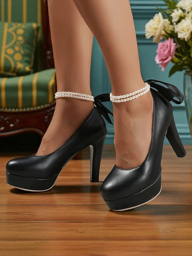 Pink Faux Women's - Victorian-Style Heels Platform 1950s