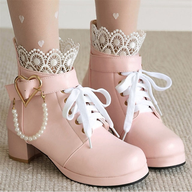 Boots Ankle Lace-Up Shoes Bridal White – Wedding Women's