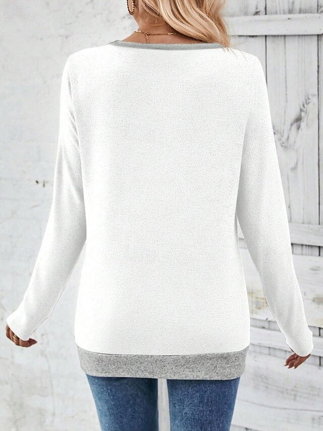 Women's T Shirt Tee Top Patchwork Color Block Stylish