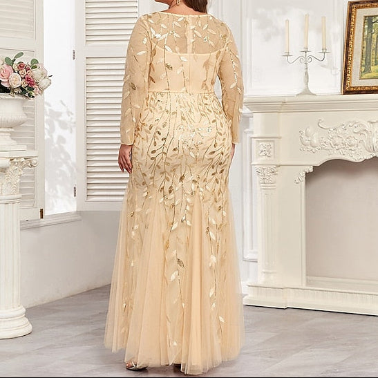 Trumpet Dress Evening Floor / Sparkle Mermaid Formal Gown