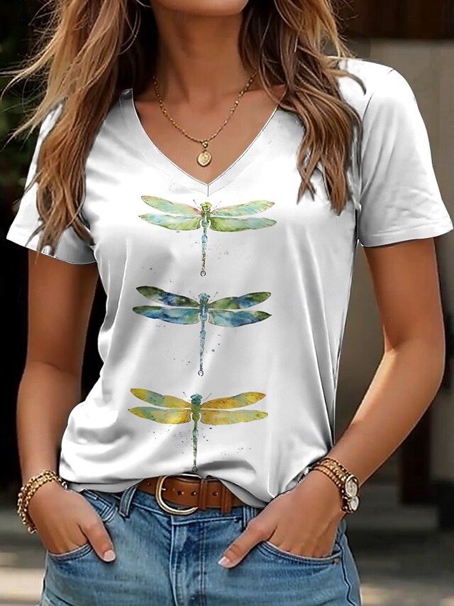 Women's T Shirt Print Floral Graphic Casual Short Sleeve V