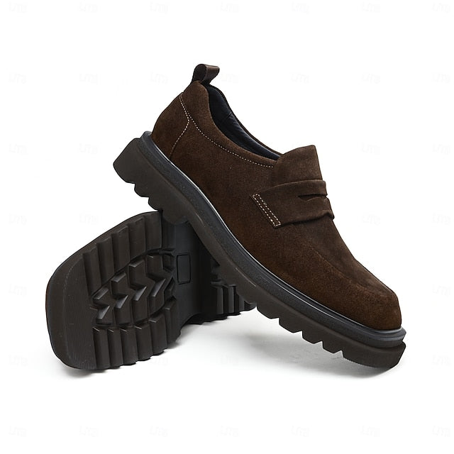 Loafers Cowhide Men's Suede -Classic Business Leather