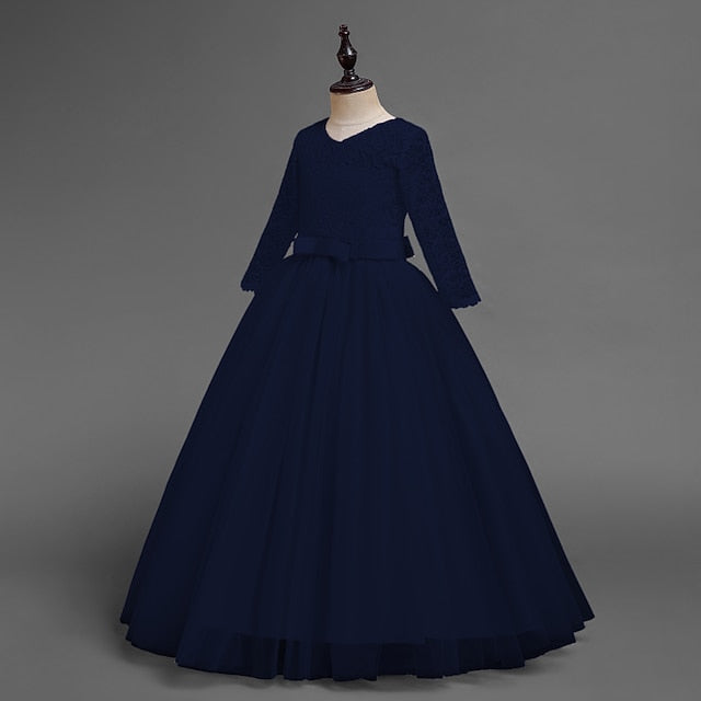 Half Flower Girls' Kids Girl Sleeve Dress Wedding