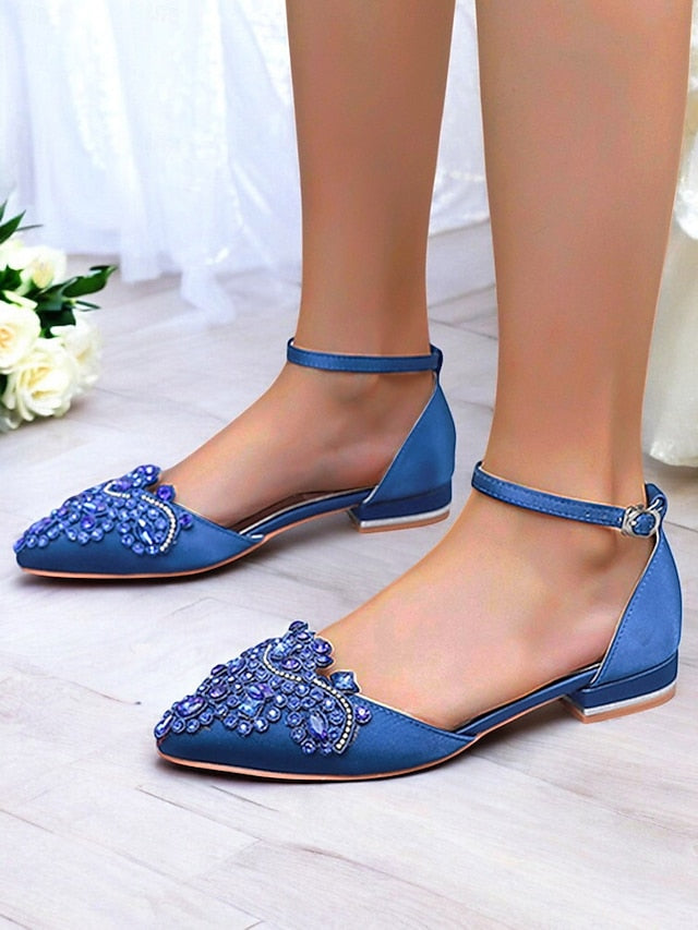 Style Gemstone Flats Vintage Embellished – Green Pointed-Toe