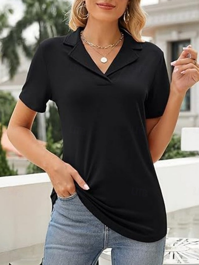 Women's Blouse Solid Color Daily Stylish Basic Short Sleeve
